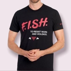 FISH to resist work and violence columbia pfg mens t shirt size large